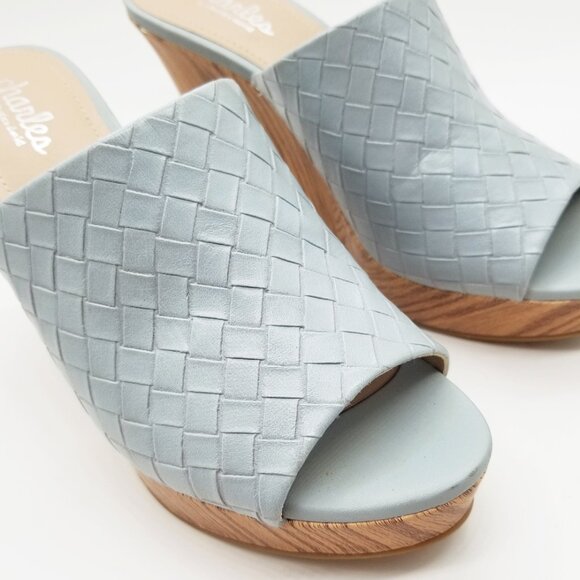 Charles By Charles David Launder Wedge Sandals Weave Textured Size 6M Light Blue - Picture 15 of 16
